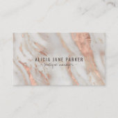 QR CODE roos goudbruine marmer elegant Visitekaartje (Voorkant)