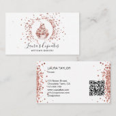 QR Code Roos Gouden Cupcake Bakkerij Chef Cake Visitekaartje (Voorkant / Achterkant)