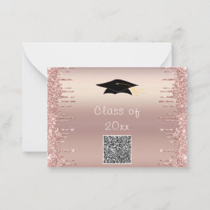 QR Code Roos Gouden Glitter Afstuderen Uitnodiging