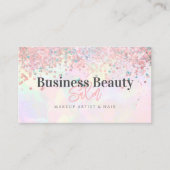 QR Code Roos Gouden Glitter Holografische Roze Sch Visitekaartje (Voorkant)