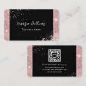 QR Code Roos Gouden Glitter Trendy Zwart Visitekaartje (Voorkant / Achterkant)