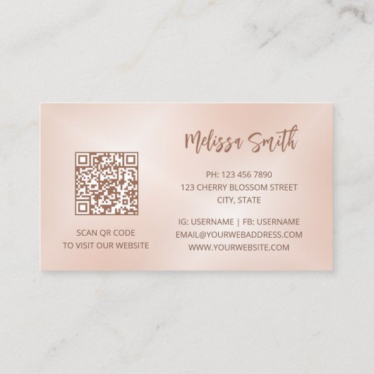 QR-code | Roos gouden Mandala Turtle Visitekaartje (Achterkant)