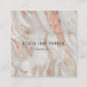 QR code roos gouden marmer elegante professional Vierkante Visitekaartje (Voorkant)