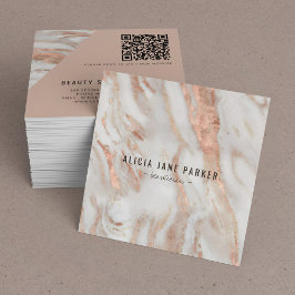 QR code roos gouden marmer elegante professional Vierkante Visitekaartje