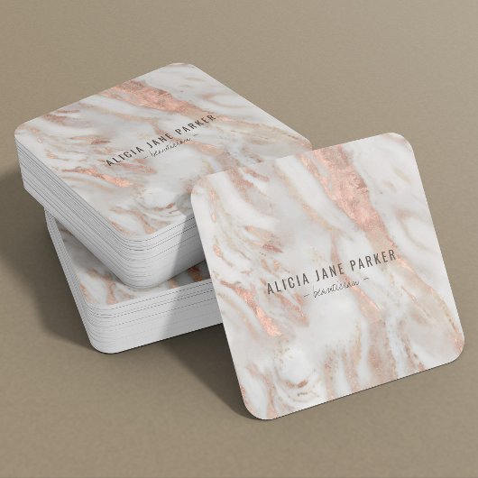 QR code roos gouden marmer elegante professional Vierkante Visitekaartje