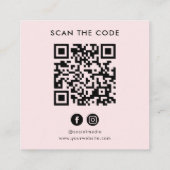 QR-code Roze Aangepaste Logo Scan de Code Vierkante Visitekaartje (Achterkant)