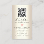 QR-code Roze aardbei Glitter Confection Gold Visitekaartje (Achterkant)