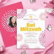 QR Code Roze Bat Mitzvah Foto Starburst Vet Pop