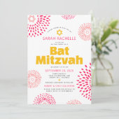 QR Code Roze Bat Mitzvah Foto Sterrenbarst Knaldik Kaart (Staand voorkant)