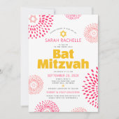 QR Code Roze Bat Mitzvah Foto Steruitbarsting Vet Kaart (Voorkant)