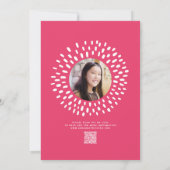 QR Code Roze Bat Mitzvah Foto Steruitbarsting Vet Kaart (Achterkant)
