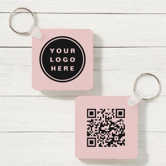 QR Code Roze Bedrijf Zakelijk Logo Promotioneel Sleutelhanger
