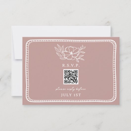 QR Code Roze Bloemen Huwelijk QR RSVP (Voorkant)