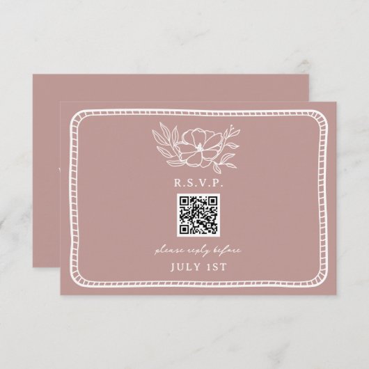 QR Code Roze Bloemen Huwelijk QR RSVP (Voorkant / Achterkant)