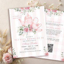 QR-code roze bloemige thema baby girl shower