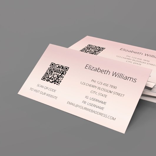 QR-code | Roze Blush gradiënt Visitekaartje