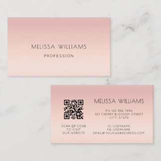 QR-code | Roze Blush Gradiënt Visitekaartje