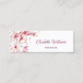 QR Code Roze Boho Bloemen Wit Mini Visitekaartje (Voorkant)