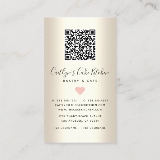 QR Code Roze Cake Glitter Drip Gold Bakery Dessert Visitekaartje (Achterkant)