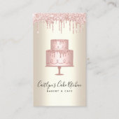 QR Code Roze Cake Glitter Drip Gold Bakery Dessert Visitekaartje (Voorkant)