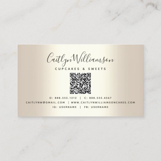 QR-code Roze cupcake bakkerij Chef Glitter Drip Go Visitekaartje (Achterkant)