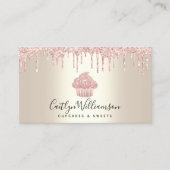 QR-code Roze cupcake bakkerij Chef Glitter Drip Go Visitekaartje (Voorkant)