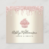 QR Code Roze Cupcake Glitter Drip Bakkerij Chef Go Vierkante Visitekaartje (Voorkant)