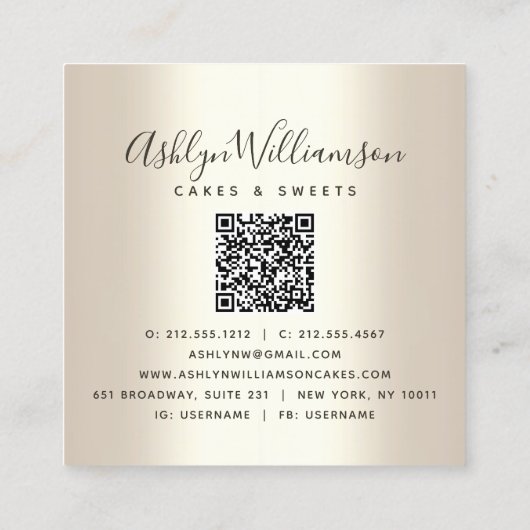 QR Code Roze Cupcake Glitter Drip Bakkerij Chef Go Vierkante Visitekaartje (Achterkant)