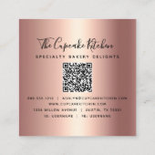 QR-code Roze cupcake Glitter Drivers Bakery Black Vierkante Visitekaartje (Achterkant)