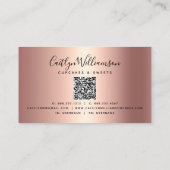 QR-code Roze cupcake Glitter Drivers Bakery Black Visitekaartje (Achterkant)