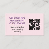 QR Code Roze Dienst Schoonmaakservice Visitekaartje (Achterkant)