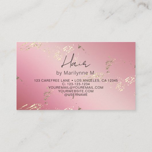 QR Code Roze en Gouden Haar Stylist Visitekaartje (Achterkant)