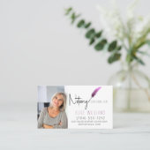 QR-code roze en witminimalistisch neutraal Visitekaartje (Staand voorkant)