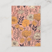 qr code Roze Geel Sinaasappel Wildflowers Bruiloft Informatiekaartje (Achterkant)