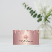QR Code Roze Goud Cupcake Glitter Druppels Bakkeri Visitekaartje (Staand voorkant)