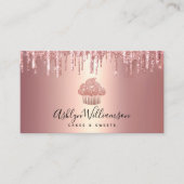 QR Code Roze Goud Cupcake Glitter Druppels Bakkeri Visitekaartje (Voorkant)
