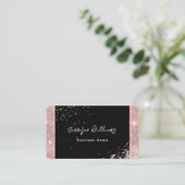 QR Code Roze Goud Glitter Trendy Zwart Visitekaartje (Staand voorkant)