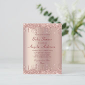 QR Code Roze Gouden Babyshower Uitnodiging Sjabloo (Staand voorkant)