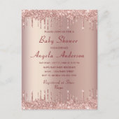 QR Code Roze Gouden Babyshower Uitnodiging Sjabloo (Voorkant)