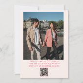 QR Code Roze grillige Bright Retro Fotobruiloft Kaart (Achterkant)