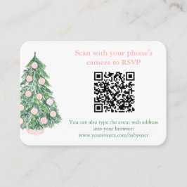 QR Code Roze Groene Kerstmis RSVP of Register Informatiekaartje