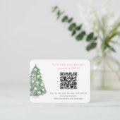 QR Code Roze Groene Kerstmis RSVP of Register Informatiekaartje (Staand voorkant)