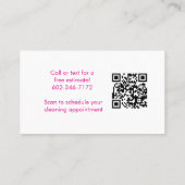 QR Code Roze Huishoudelijke Schoonmaakdienst Zakel Visitekaartje (Achterkant)