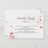 QR Code Roze kerry blossom chic floral bruiloft RSVP Kaartje (Voorkant)