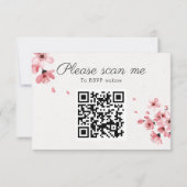 QR Code Roze kerry blossom chic floral bruiloft RSVP Kaartje (Achterkant)