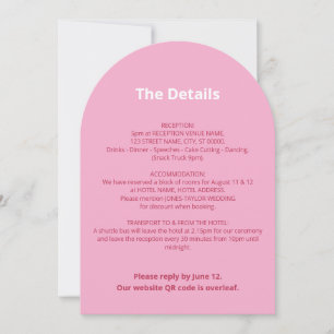 QR Code Roze Magenta Wedding Details Kaart