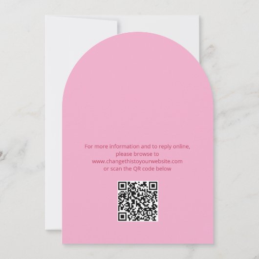 QR Code Roze Magenta Wedding Details Kaart (Achterkant)
