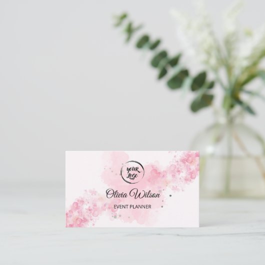 QR Code Roze Modern Visitekaartje (Staand voorkant)