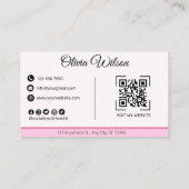 QR Code Roze Modern Visitekaartje (Achterkant)
