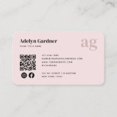 QR Code Roze Monogram Script Social Media Visitekaartje (Achterkant)
